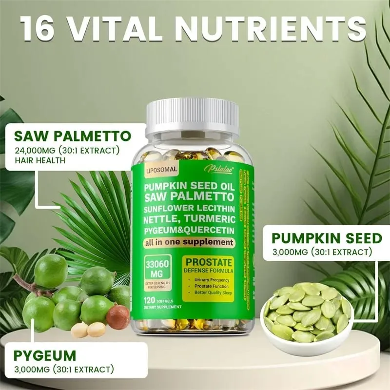 Prostate Support for Adult Men - Reduces Nighttime Toileting Relieves Bladder and Urinary Tract Problems Contains Saw Palmetto