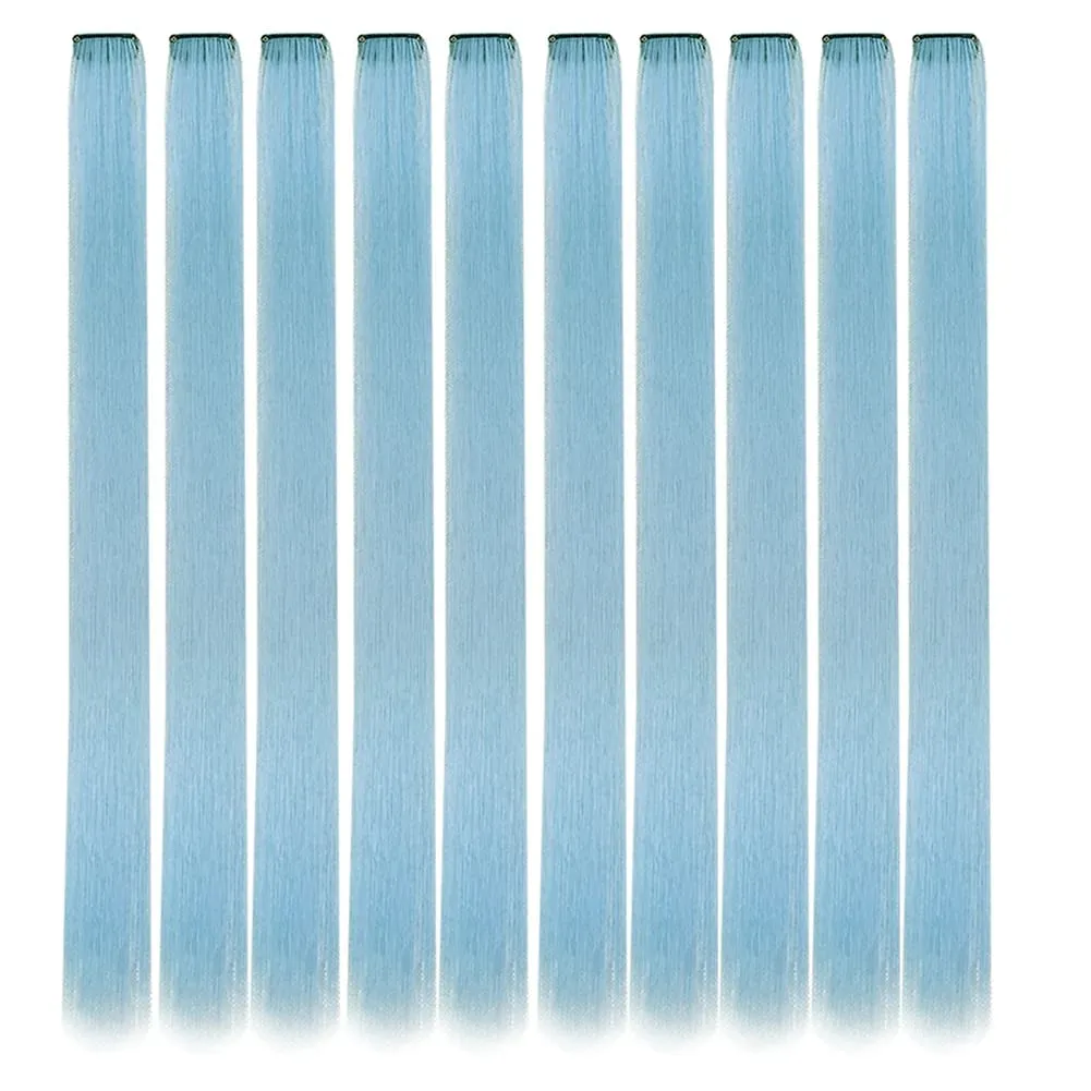 10PCS/Pack Colored Party Highlights Clip in Hair Extensions for Girls 22 Inches Omber colors Straight Hair Synthetic Hairpieces — image 46