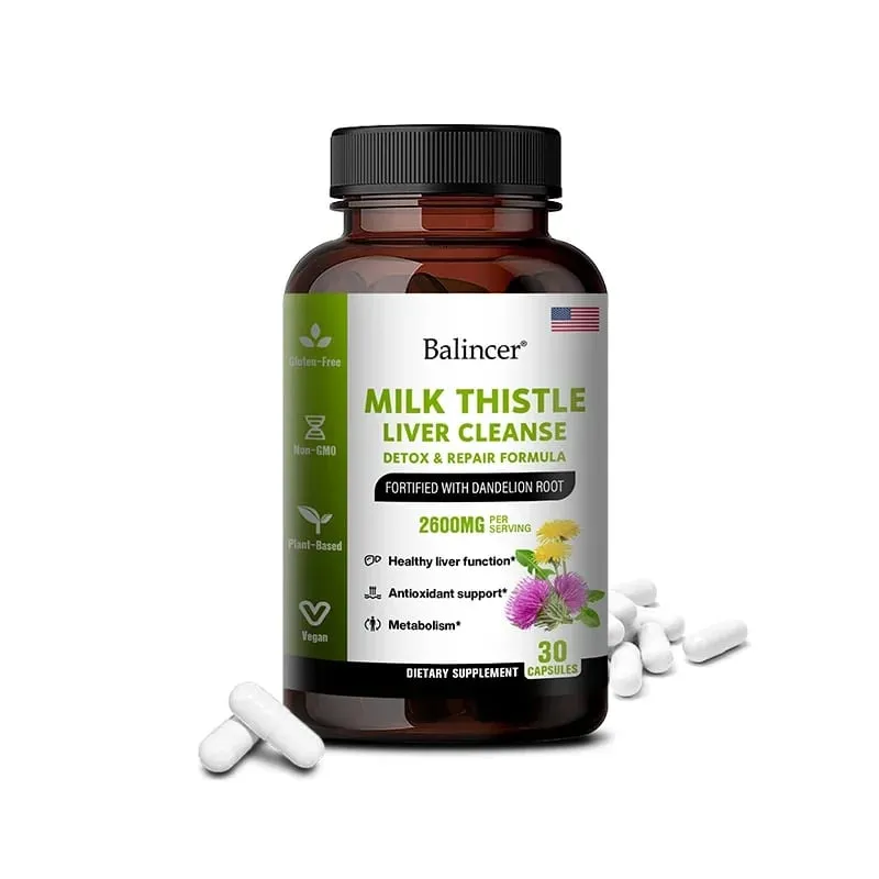 Milk Thistle Extract Capsules with Dandelion for A Detox Cleansing Liver Support and Repair Formula Help Digestion Non-GMO — image 9