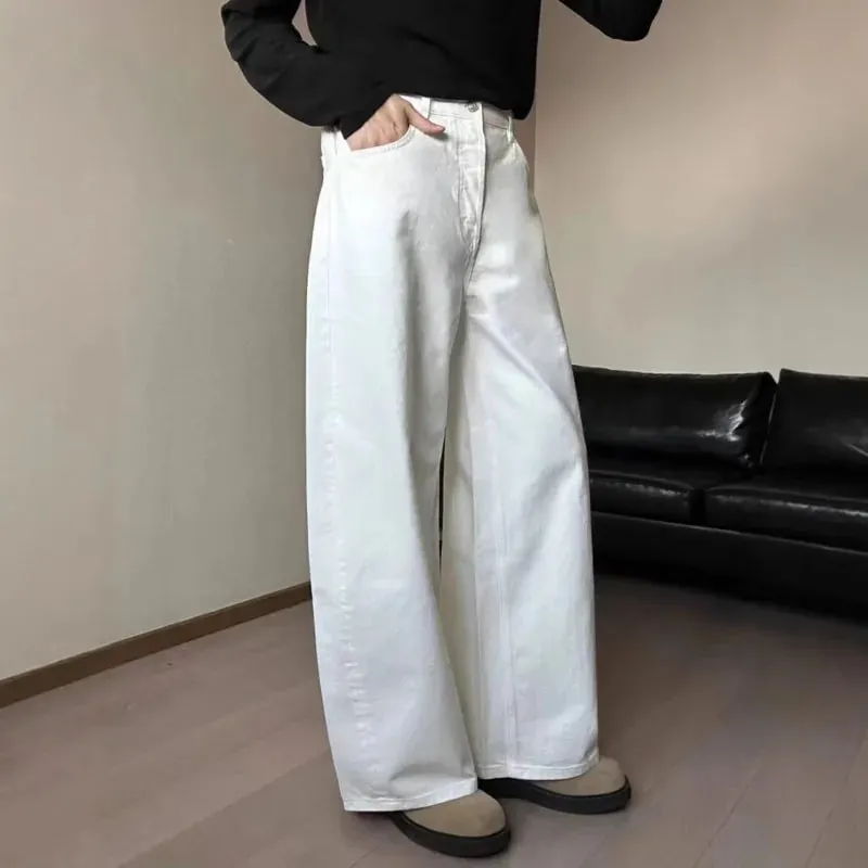 New Summer Men's Jeans Solid Color Simple Wide Leg Trousers Washing Cleanfit Straight Male Denim Pants Streetwear 9W2249 — image 3