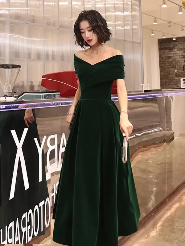 Mauroicardi Spring Long Luxury Elegant Chic Black Soft Velvet Evening Party Wedding Dresses for Women Off Shoulder Maxi Clothes — image 6