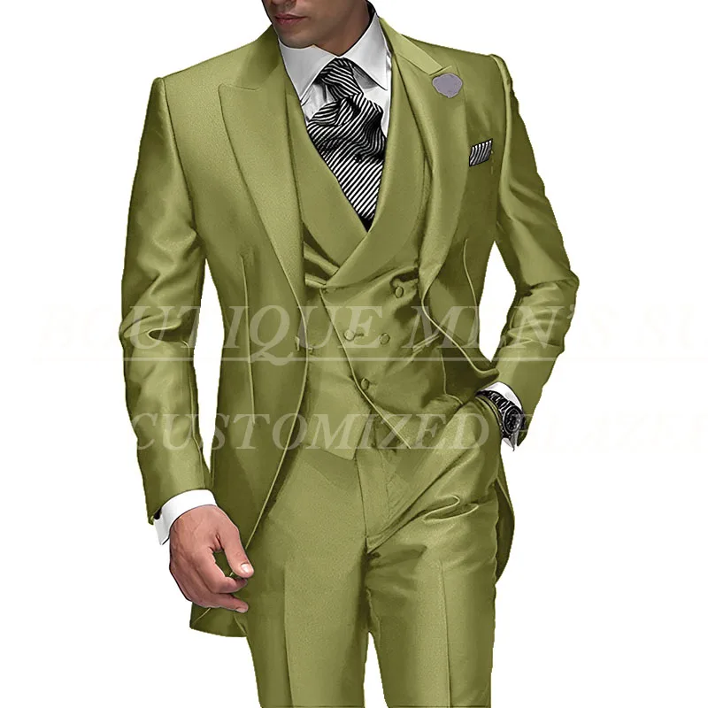 2026 Best Selling Peak Lapel Single Breasted Men Wedding Suits Purple Groom Tuxedo For Men Prom Suits Groomsman Jacket+Pant+Vest