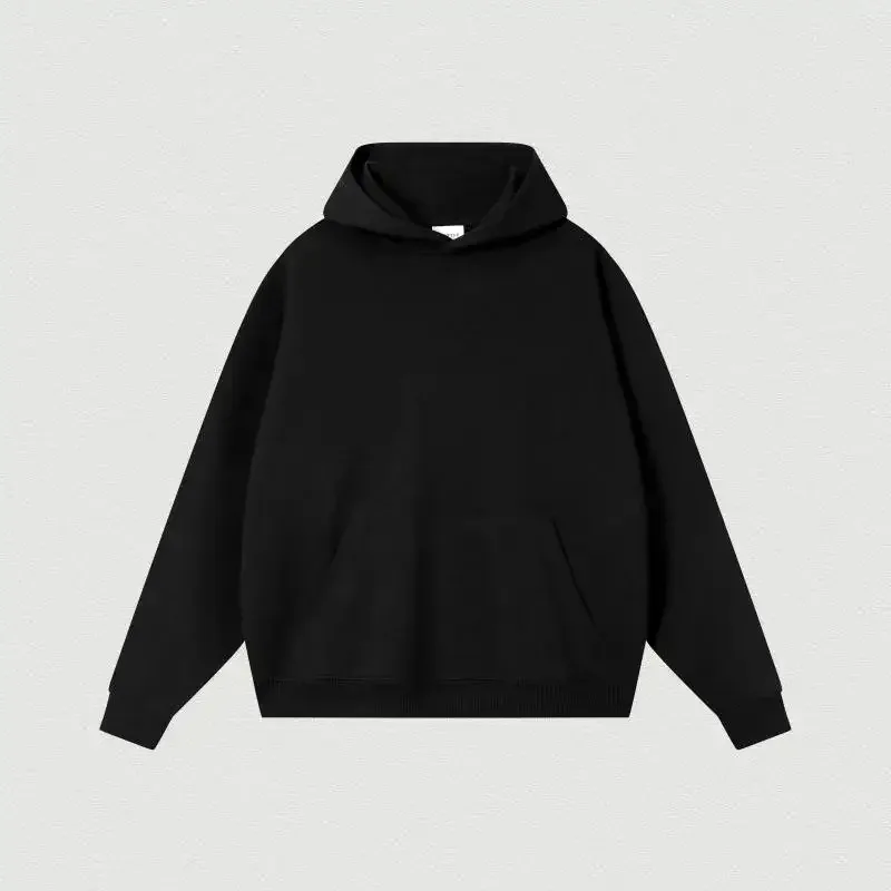 400GSM Oversized Frency Terry Autumn Winter Casual Cotton Men Woven High Quality Top Solid Color Hoodies Sweatshirt Streatwear — image 1