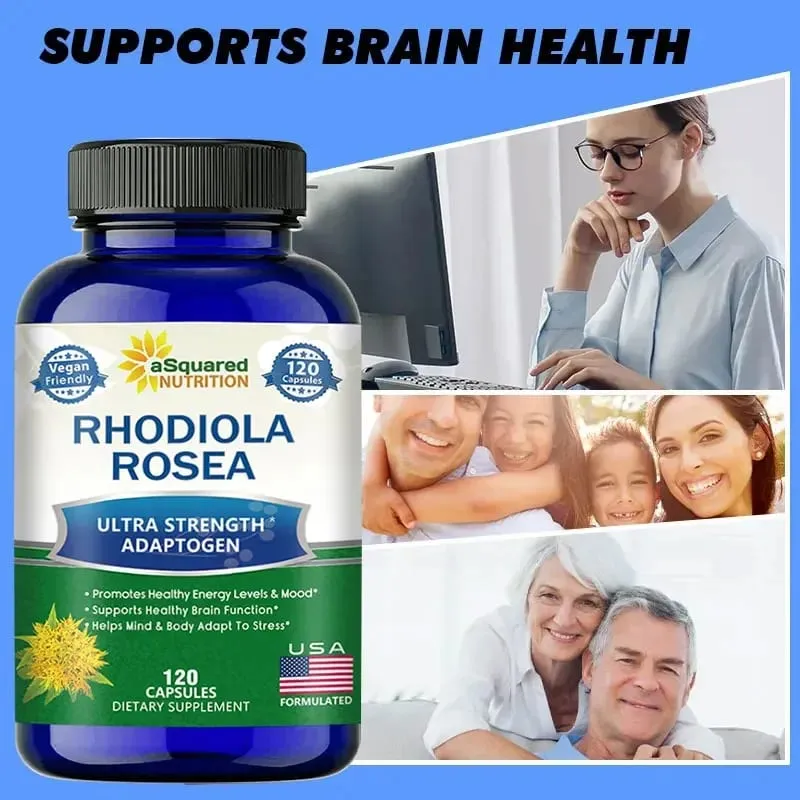 Rhodiola Rosea Max Supplement - 120 Capsules - Golden Root Herb for Stress Relief Mood Focus and Energy 1000 mg — image 3