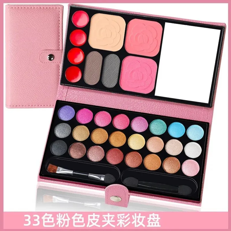 33 Colors Makeup Kit Eyeshadow Powder Blush Lipstick Pallets Long Lasting Girl Pan with Mirror Beginner Plate Cosmetics Makeup — image 9
