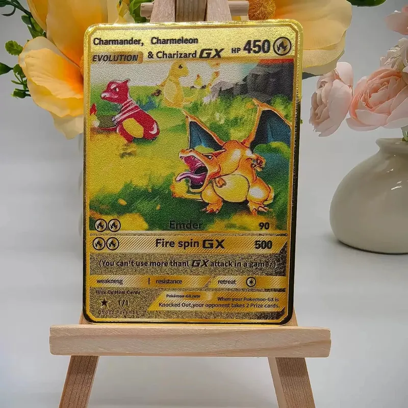 Kad Pokemon Vmax Logam Surat Pokémon Pikachu Gx Mewtwo Charizard Vstar Permainan Anime Mainan Besi Emas Kad Bermain Hadiah Kanak-kanak — image 16