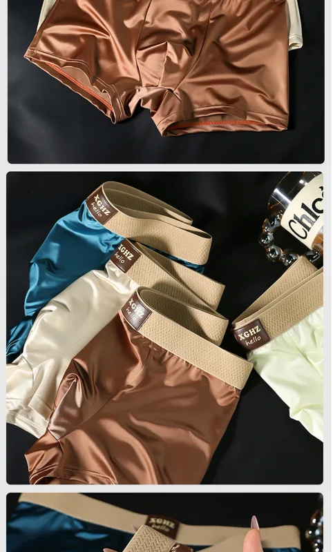3PCS/Pack Luxury Ice Silk Satin-like Men's Panties Super Soft Boxer Homme Cool Breathable Comfortable Man Underwear Underpants — image 14
