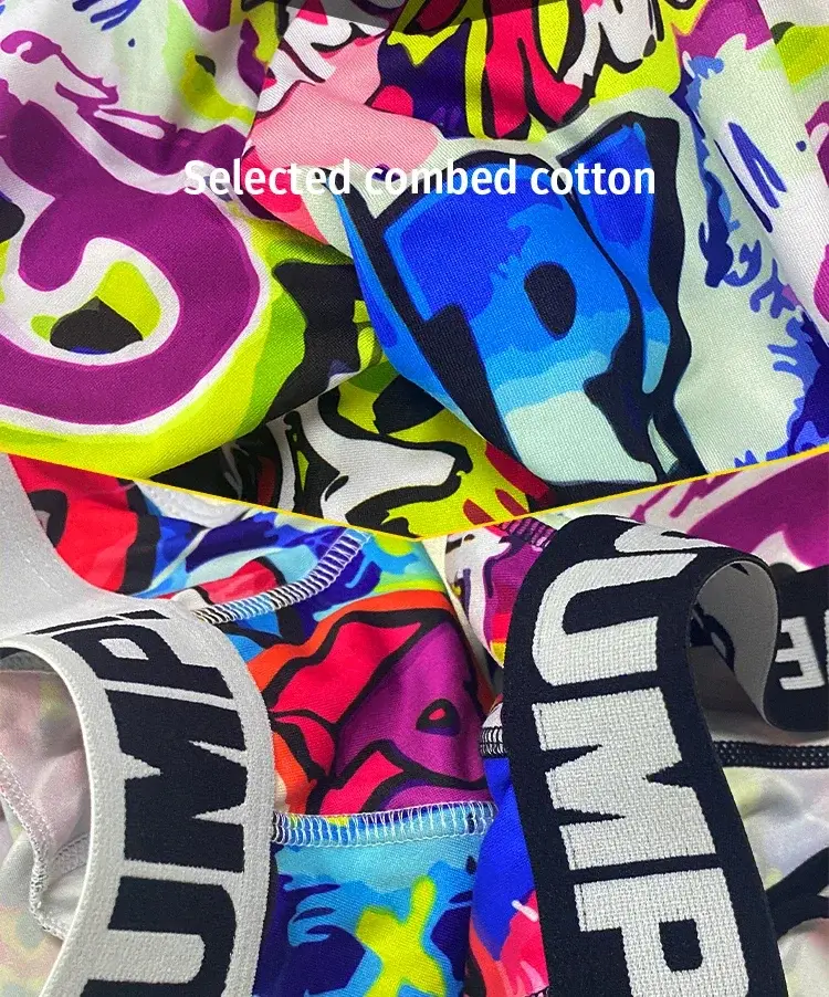 1- 4PCS Men's Cotton Nylon Blend Boxer Briefs All-Over Graffiti Print Wide Elastic Waistband Non-Tight Fashion Sport Underwear — image 11