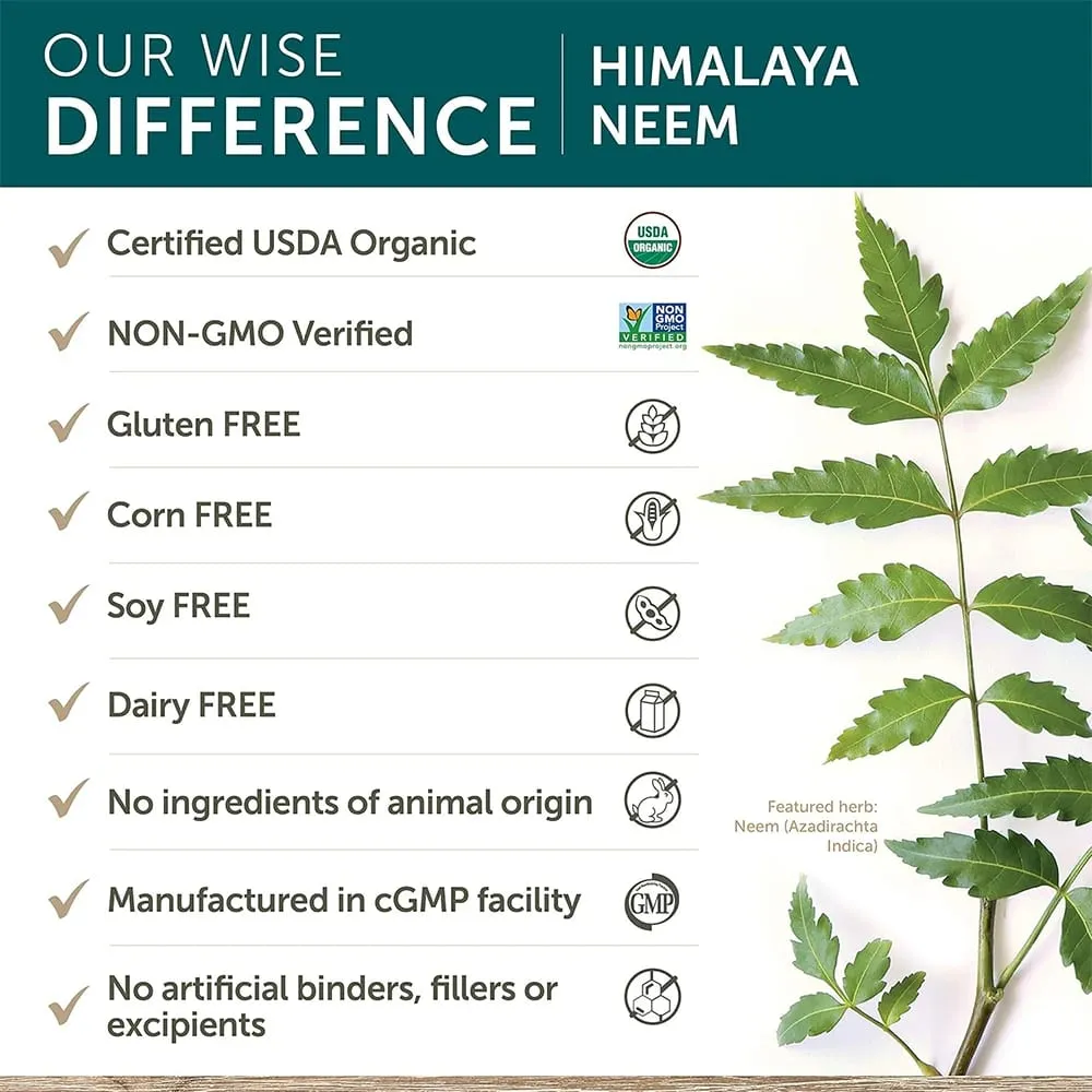 Organic Neem Capsules - Mga Herbal Acne Supplement na Sumusuporta sa Maaliwalas na Balat at Detox - Vegan Non-GMO Gluten Free — image 6