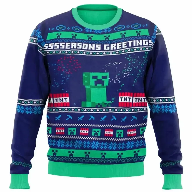 Natal papai noel dos desenhos animados anime graffiti retro inverno feio camisola 3dprint harajuku pulôver giản dị engraçado mang