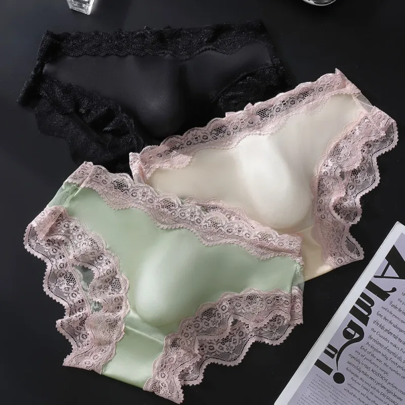 ผู้ชายสามเหลี่ยมกางเกงลูกไม้ Trim ผีเสื้อดอกไม้รูปแบบบาง Super สบาย U Bulge POUCH Breathable โปร่งใส Underwe — image 2