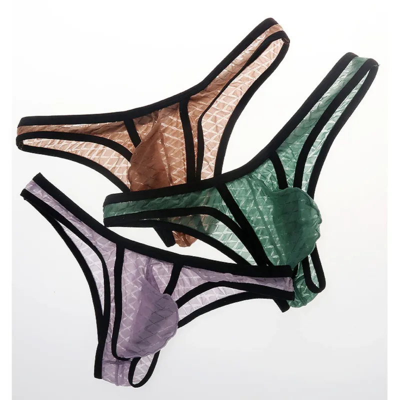 Men's Underwear Sexy Low Waisted Comfortable Triangle Pants Ice Silk Mesh Transparent Briefs