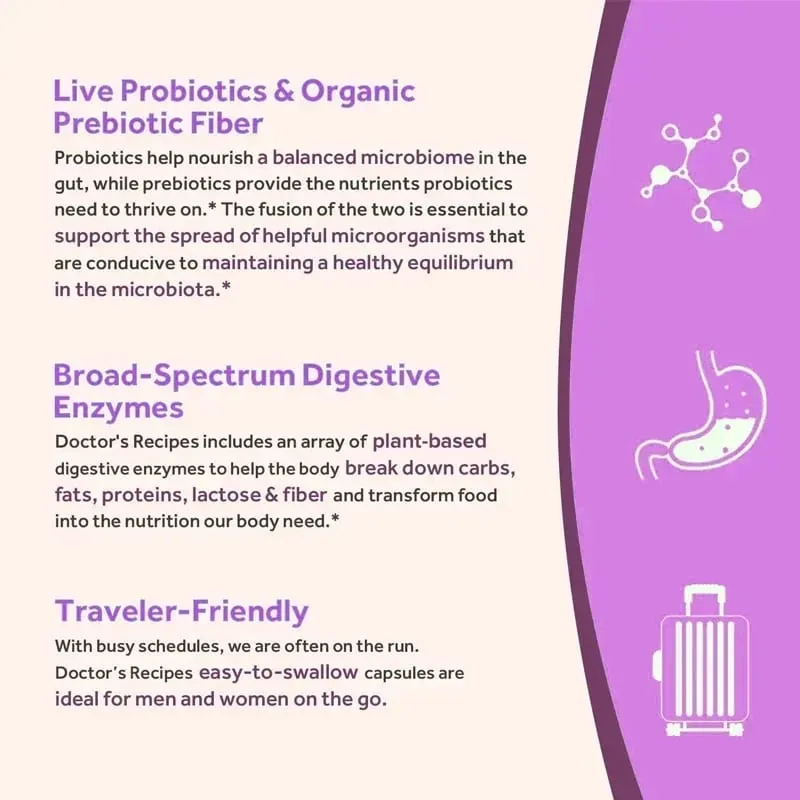 Digestive Health Probiotics 120 Billion CFU Prebiotics & Digestive Enzymes Adult Probiotic Supplement Promotes Gut Health