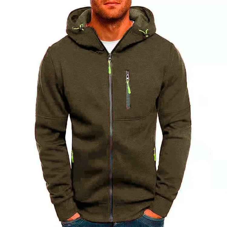 Maglione da uomo Cardigan Giacca con cappuccio Tasca con cerniera Giacca jacquard Sport Fitness Tempo libero all'aria aperta Corsa Abbigliamento sportivo in tinta unita — image 11
