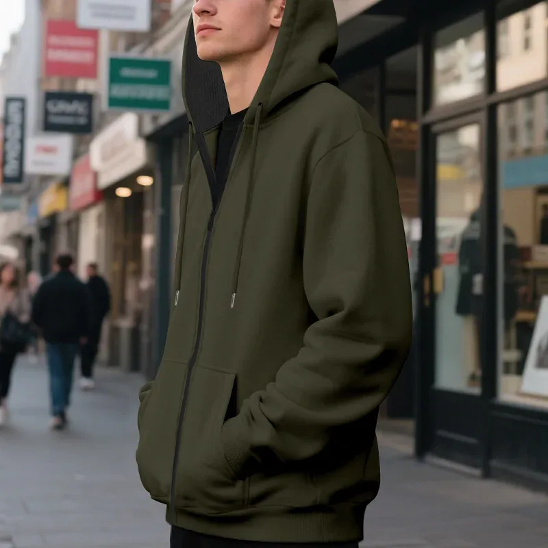 Baru 2026 Musim Gugur Kasual Lelaki Lengan Panjang Zip Bertudung Kot Sweatshirt Fesyen Lelaki Luaran Pakaian Sukan Jaket Hoodies — image 22
