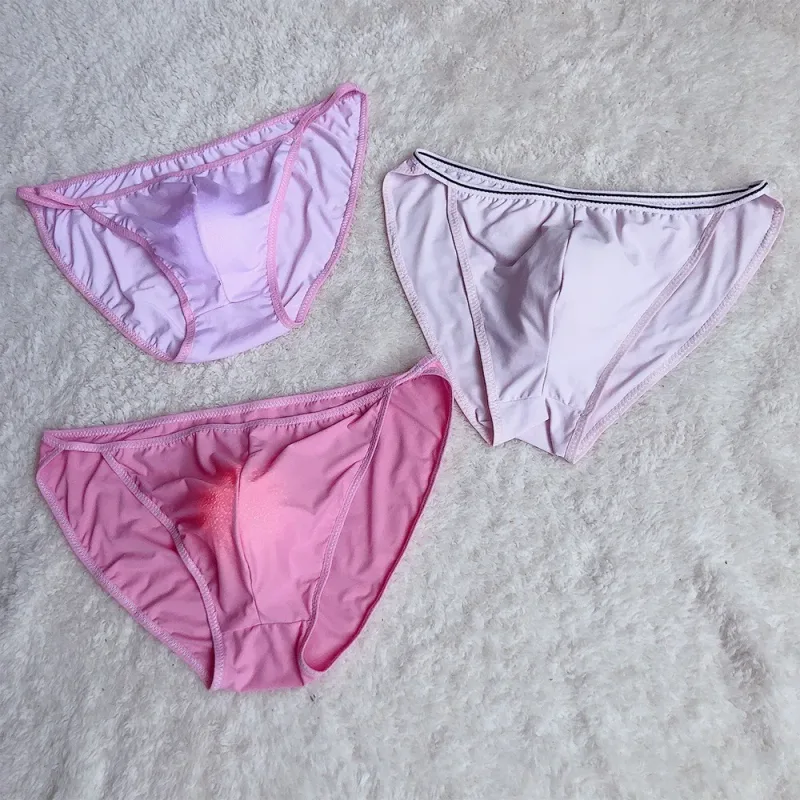 New Men Erotic Breathable Soft Ice Silk Baggy Sheer Bulge Pouch Bikini Thongs Briefs Underpants Solid Men's Underwear Thongs — image 7