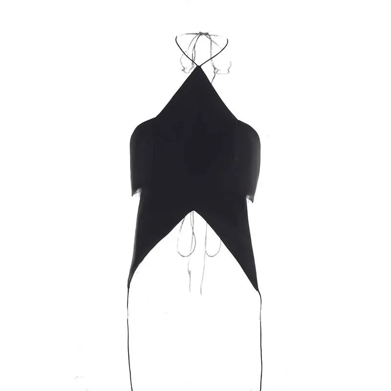 Black Pentagram Halter Top Sexy Hanging Neck Y2k Accessories Fashion Backless Women Clothing Streetwear Skinny Hot Ropa De Mujer