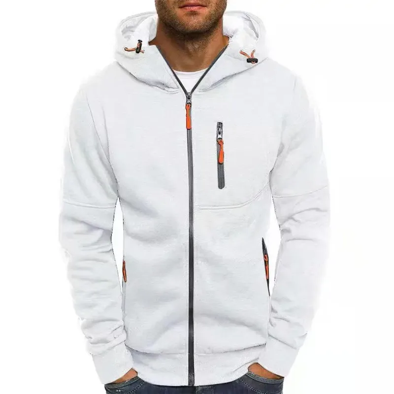 Maglione da uomo Cardigan Giacca con cappuccio Tasca con cerniera Giacca jacquard Sport Fitness Tempo libero all'aria aperta Corsa Abbigliamento sportivo in tinta unita — image 12