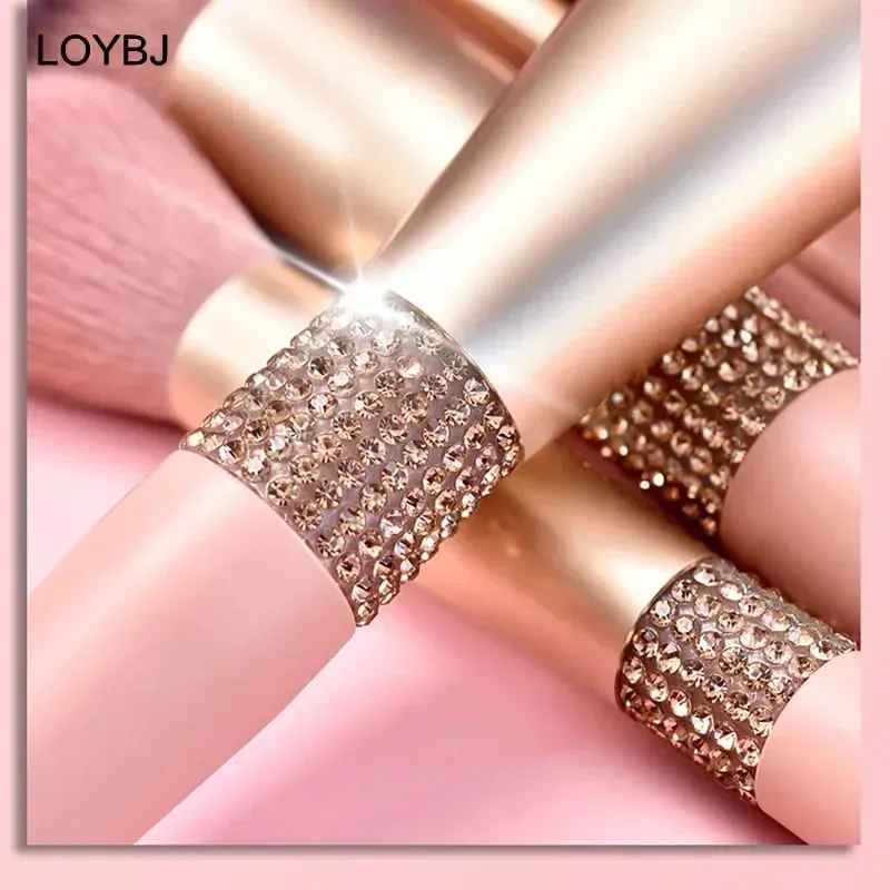 10pcs Diamond Makeup Brushes Set Cosmetics Blending Tool Powder Foundation Blush Highlight Eyeshadow Eyebrow Eyelash Brush — image 5