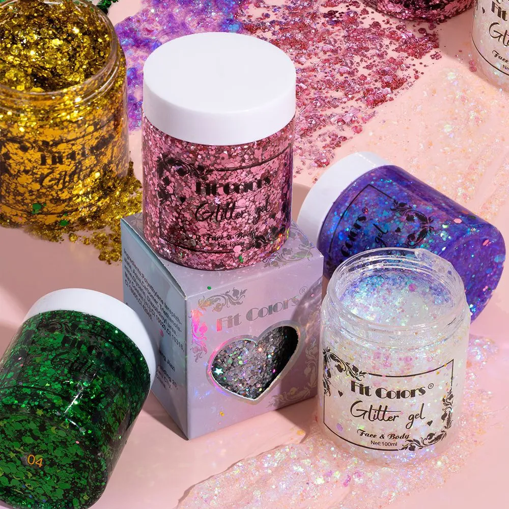100ml Glitter Gel Eye Shadow Liquid Face Body Large Sequin Gel Multifunctional Colorful Loose Sequins Cream Party Decoration — image 3
