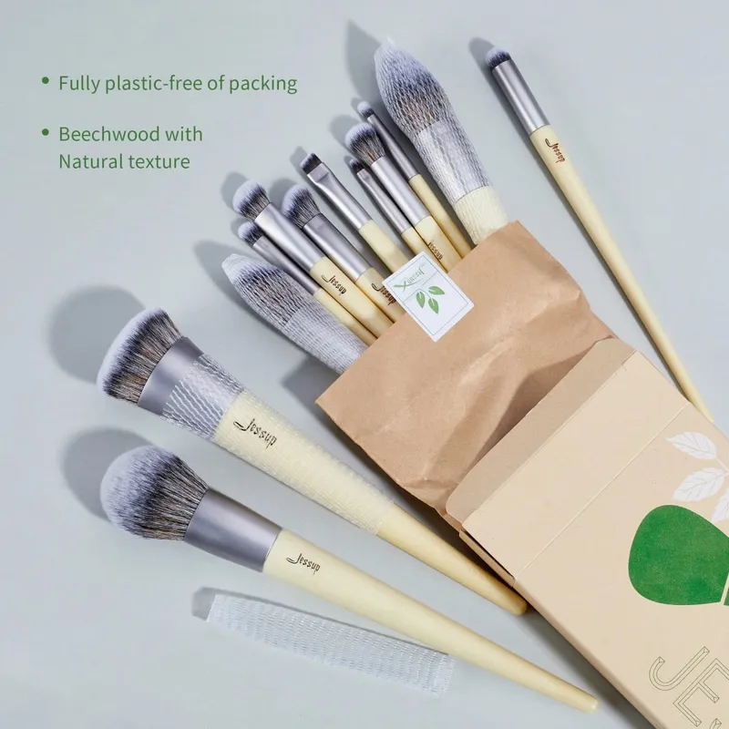 Jessup Makeup Brushes Set Premium Synthetic Foundation Powder Angled Concealer Blending Eyeshadow Duo Eyebrow Brush Makeup T327