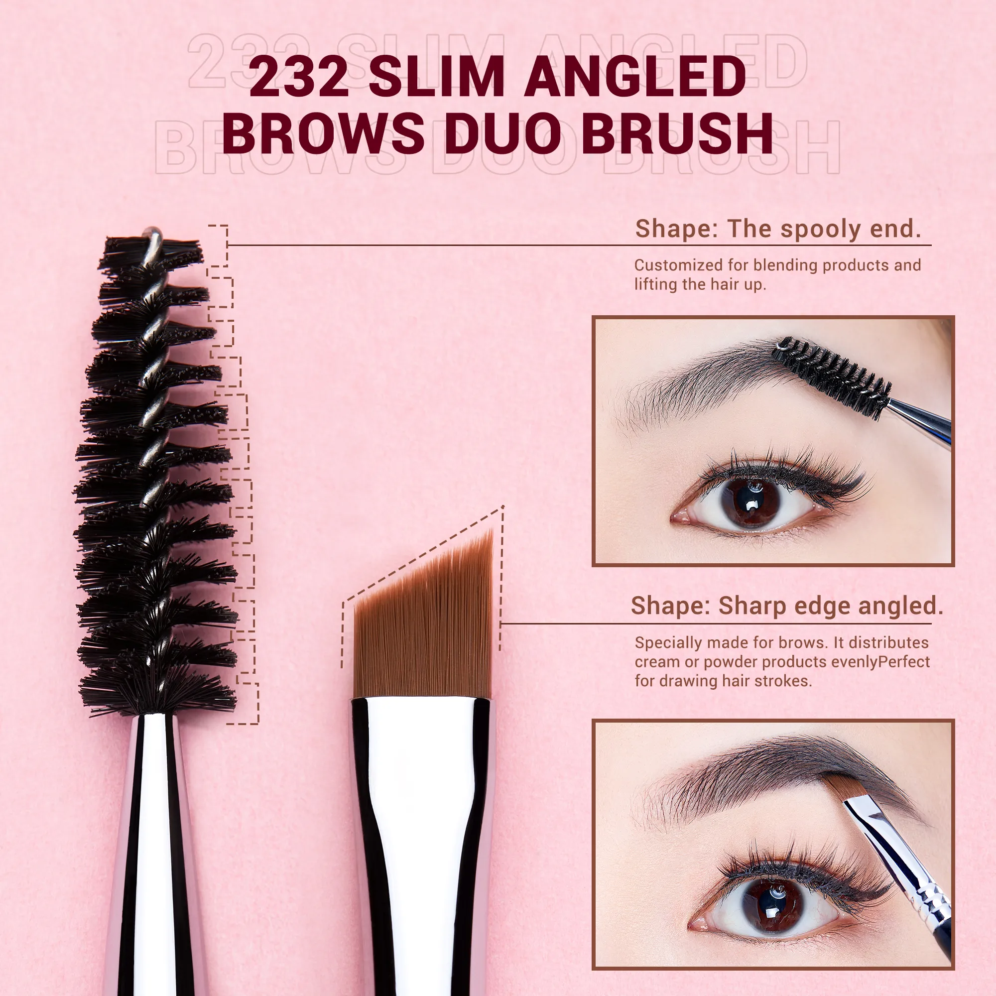 Jessup Eyebrow brushes set 3pcs Pro eyebrow brush synthetic brow sculpt/slim flat angled brows brush/precision definer T326