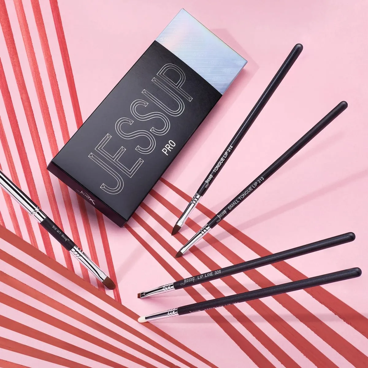 Jessup Lip brushes set Pro contour different lip shapes Synthetic small/cat-tongue /flat/round/tapered-tip lipliner brush T325