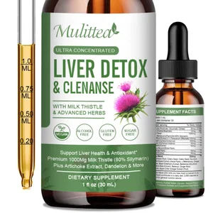 Mulittea Kapky pro zdraví jater s ostropestřcem mariánským a artyčokem - 60 ml bylinná směs se silymarinem Pampeliška kurkuma a berberin pro čištění jater Detox Repair & každodenní podpora