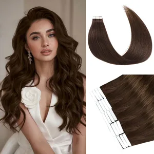 Nastro adesivo nelle estensioni dei capelli Nastro invisibile nelle estensioni dei capelli umani Estensioni dei capelli castano scuro Nastro in veri capelli umani n. 2 20 pezzi 50 g