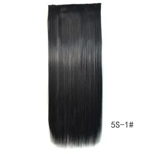 Ekstensi Rambut Sintetis Alami Sintetis 5 Klip Dalam Ombre Palsu Buatan Rambut Pirang Coklat Hitam Merah Muda Lurus Potongan Rambut Palsu