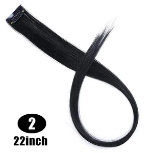 Grampo sintético extensão de cabelo 22 Polegada longa reta colorido arco-íris destaque peças de cabelo para mulheres natural falso cabelo