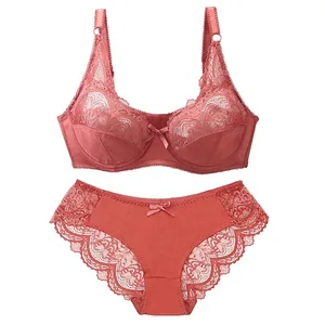 2021 nouveau Sexy Ultra-mince épais Push Up dentelle BCDE tasse soutien-gorge ensembles pour femmes sous-vêtements grande taille Lingerie féminine