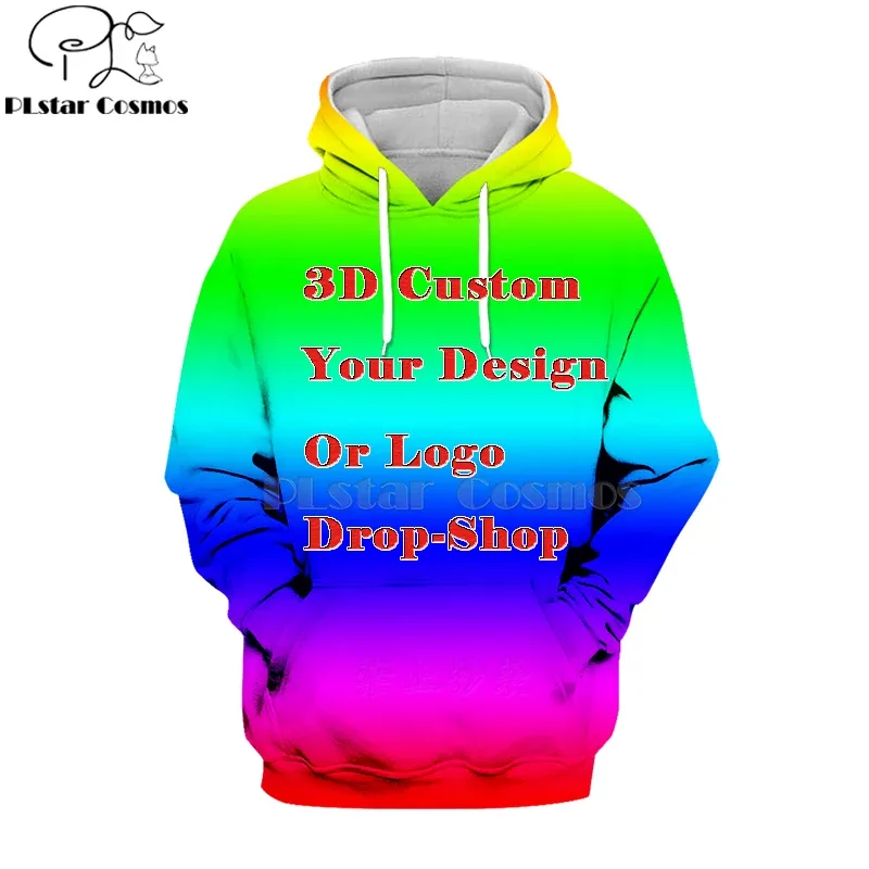 Percetakan penuh DIY Hoodies 3D Cipta Rekaan Foto/Anda Mahu Corak Baju Zip Tersuai Tersuai bersaiz besar