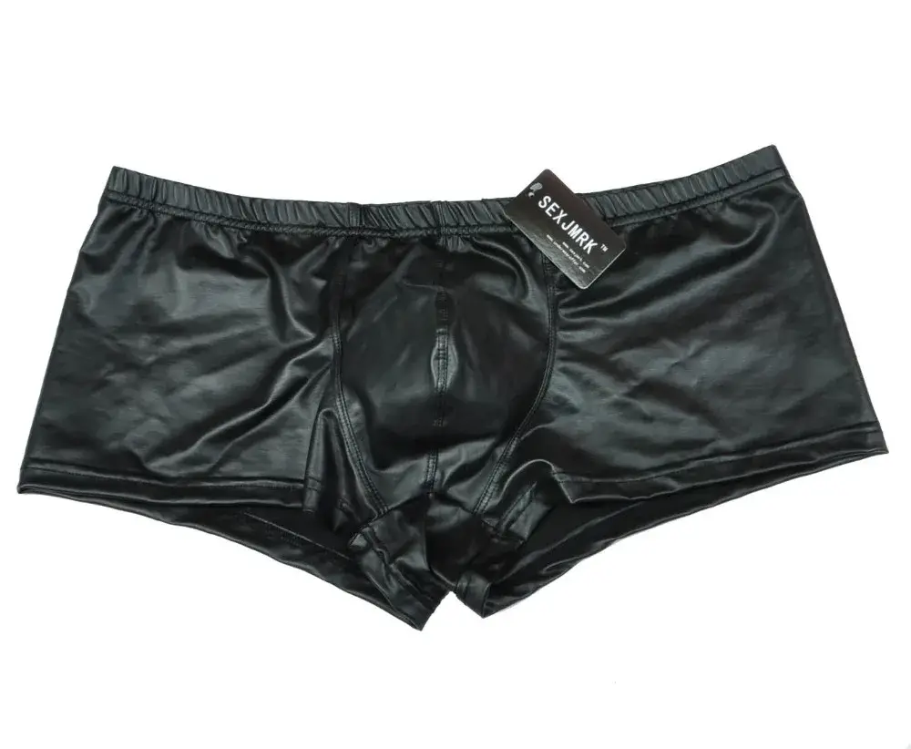 Boxer da uomo in ecopelle Micro Trunks Intimo Elastico Comodo Ragazzi Pantaloni corti Miglioramento Pouch Traspirante Lucido Setoso