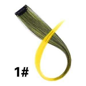 Syntetické Clip In One Pieces Raiinbow Prodlužování vlasů Rovné Syntetické vlasy 18" dlouhé Ombre vlasy Růžová Fialová Červená Modrá