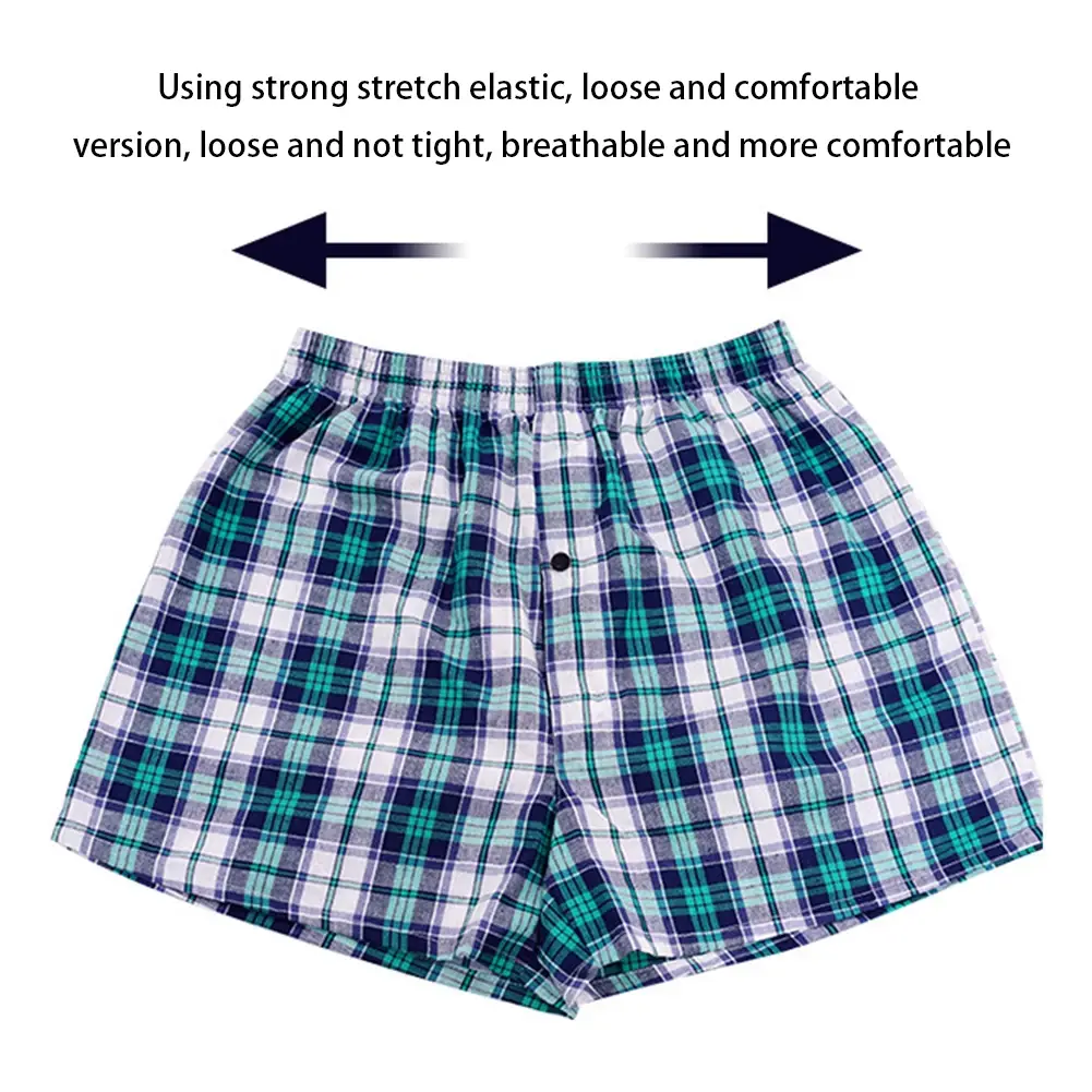 Sous-vêtements en coton pour hommes, short de plage imprimé à carreaux, bouton de ceinture, short de décoloration à séchage rapide, short de natation et de planche de surf