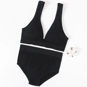 Sutiã feminino breve conjunto profundo v com nervuras sutiã sem costura bralette esportes colheita superior roupa interior de fitness feminino lingerie sexy moda sutiã