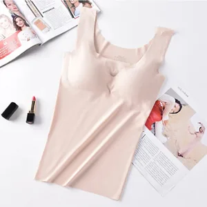 Ice Silk Tank Top Trådløs polstret lingeri Push Up Sømløs polstret vest Crop Top Tee Camisole Feminino Komfortabel Sleep Cami