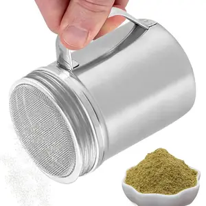 Ryster i rustfrit stål Pulveriseret sukkerryster Støv med håndtag Metalryster Finmasket peberryster Salt- og peberryster
