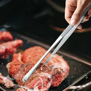 Pensetă de bucătărie de 30 cm Clestă cu pensetă fină Pensetă de gătit extra-lungi din oțel inoxidabil pentru gătit la grătar Instrumente de barman