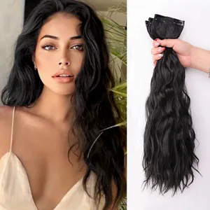 گیره اکستنشن مو برای زنان 3 عدد گیره بلند موج دار روی اکستنشن مو 18 اینچی ضخیم مو مصنوعی
