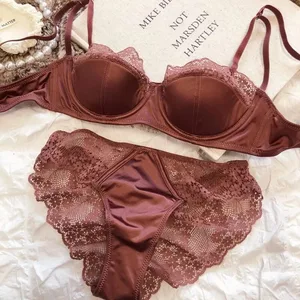 สุภาพสตรีชุดชั้นในครึ่งถ้วยฝรั่งเศสชุด Underwire Push-Up สายบางฤดูร้อนบางน้ำหนักเบาชุดชั้นใน Bra 32-38AB