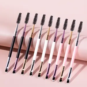 Pincel de sobrancelha macio pincel de cílios 2 em 1 profissional contorno olho sobrancelha delineador pincéis de maquiagem olhos mistura pincéis cosméticos