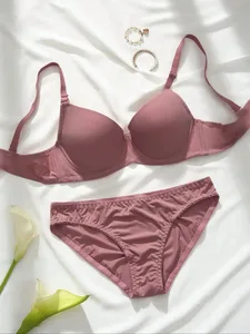 Viomisha ensemble de Lingerie à armatures solides femmes soutien-gorge Push Up avec anneau en acier mode femmes sous-vêtements culotte ensemble de soutiens-gorge de tous les jours