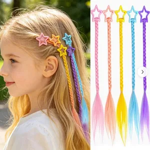 Bộ 5 Ngôi Sao Tóc Thắt Bím Phần Mở Rộng Nhiều Màu Sắc Tổng Hợp Bím Tóc Phụ Kiện Cho Bé Gái Trẻ Em 35Cm/14Inch Y2K đảng Cosplay
