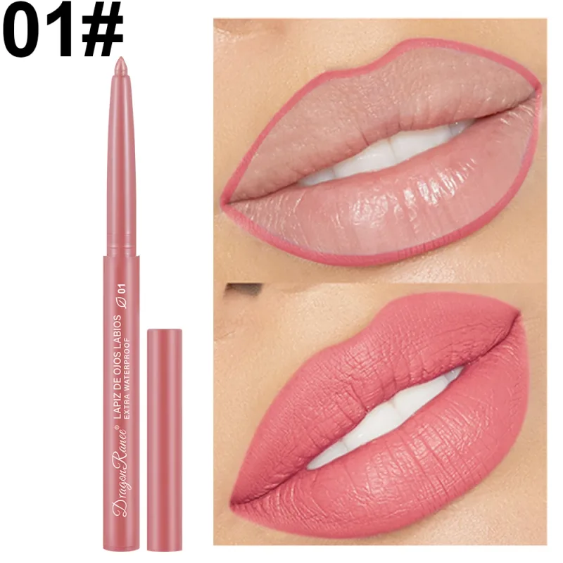 Lip Liner Læbestift Pen Vandtæt Langvarig Contouring Lip Pencil Mat Finish Begynder Automatisk Lip Liner Bean Paste Farve Contouring Pen Automatisk Roterende Lip Liner