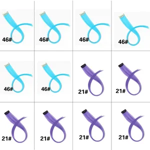 12 ks Clip-In barevné prodlužování vlasů pro děti Ženy 20palcové duhové dlouhé rovné syntetické příčesky Tepelně odolné vlasy