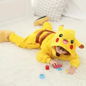 Disfressa de Pikachu Smile per a nens i nenes Onesie Anime Pijama d'hivern Franela Vestit càlid Pokemon Kigurumis