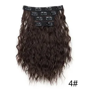 Extensión de cabello rizado ondulado corto sintético de 12 pulgadas, 4 unids/set, Clip en el cabello, fácil de usar para mujeres, uso diario en fiestas