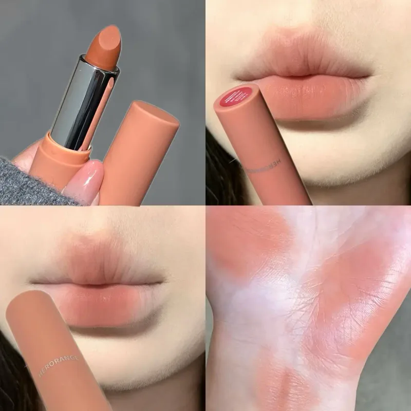 Herorange Sheer Matte Gincu Tekstur Lembut Tidak Mengeringkan Tona Semula Jadi Bukti Pemindahan Tahan Lama untuk Semua Tona Kulit